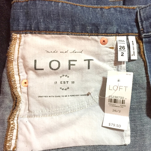 NWT • LOFT Cotton Linen Wide Leg Stonewash Jeans - Picture 5 of 7